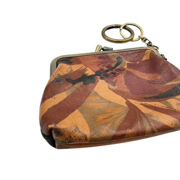 Patricia Nash Heritage Parisian Italian Leather Camo Kiss Lock Wallet Coin Purse - Picture 5 of 10